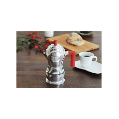 Alessi Pulcina Percolator 1 kops Aluminium Rood