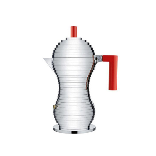 Alessi Pulcina Percolator 3 kops Aluminium Rood