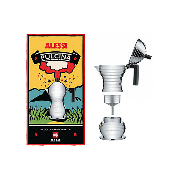 Alessi Pulcina Percolator 6 kops Aluminium Zwart