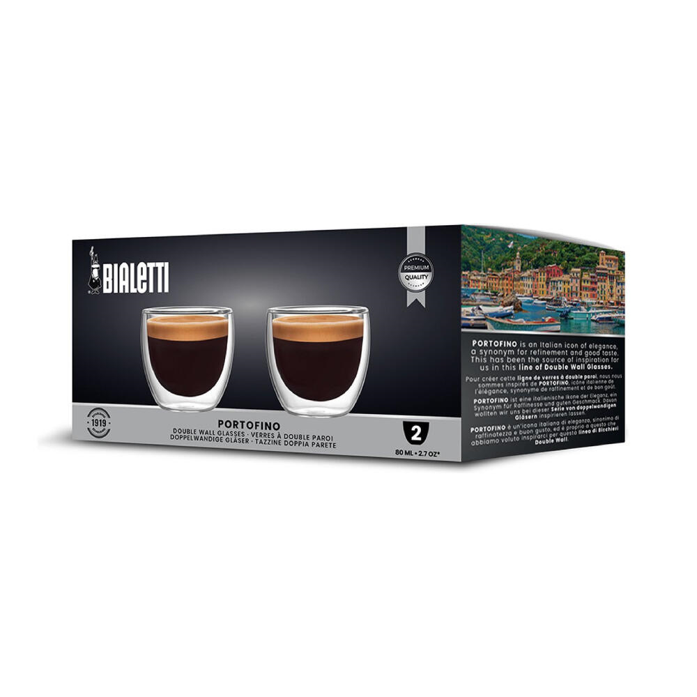 Bialetti Dubbelwandige Glazen Portofino 80 ml 2 stuks