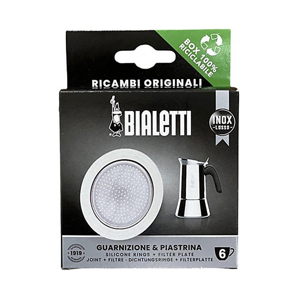 Bialetti RVS Filterplaatje en Afsluitring (6 Kops)