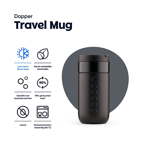 Dopper Travel Mug Thermosbeker 300 ml Blazing Black
