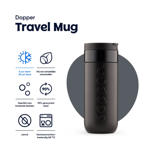 Dopper Travel Mug Thermosbeker 400 ml Blazing Black