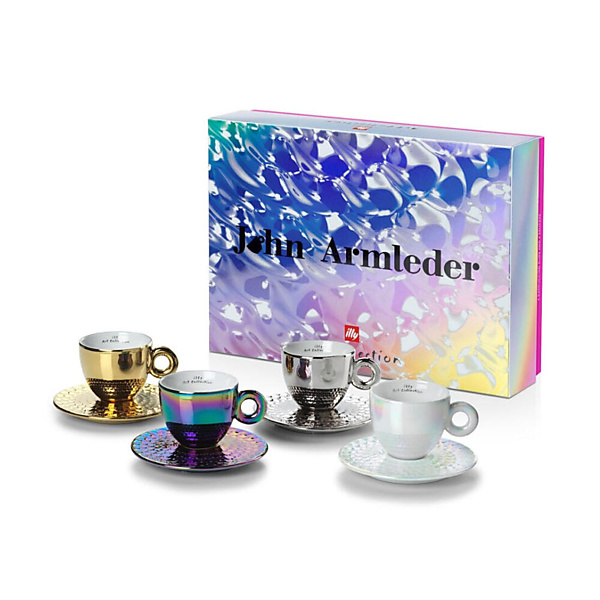 illy Art Collection John Armleder Cappuccino Kop en Schotel 4 stuks