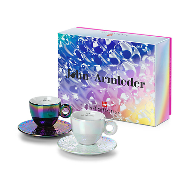 illy Art Collection John Armleder Cappuccino Kop en Schotel 2 stuks