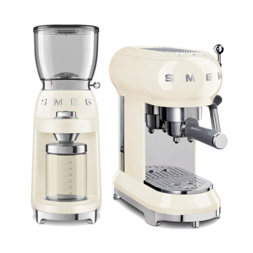 Smeg Espressomachine en Koffiemolen Bundel Creme