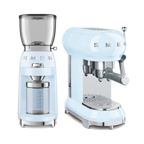 Smeg Espressomachine en Koffiemolen Bundel Pastelblauw