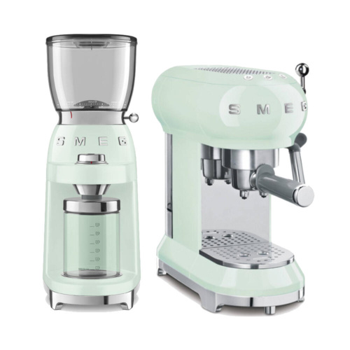 Smeg Espressomachine en Koffiemolen Bundel Watergroen