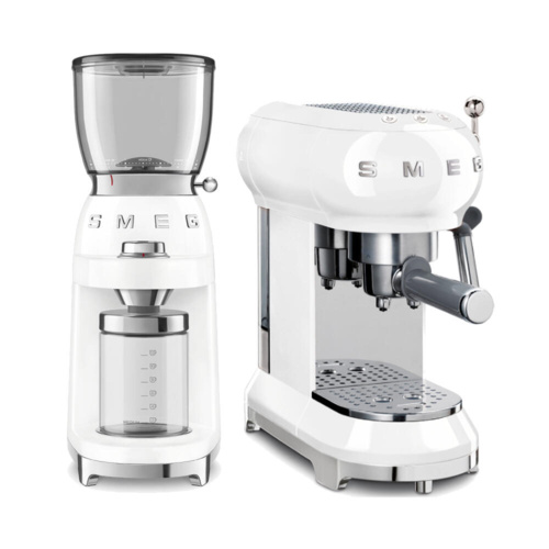 Smeg Espressomachine en Koffiemolen Bundel Wit