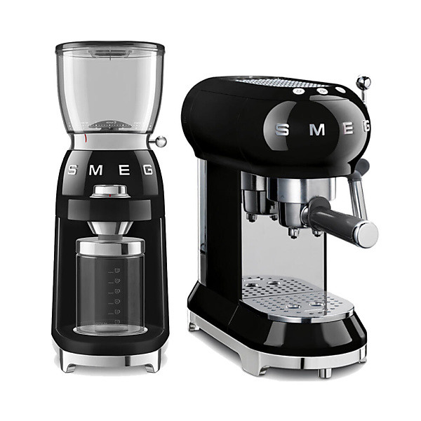 Smeg Espressomachine en Koffiemolen Bundel Zwart